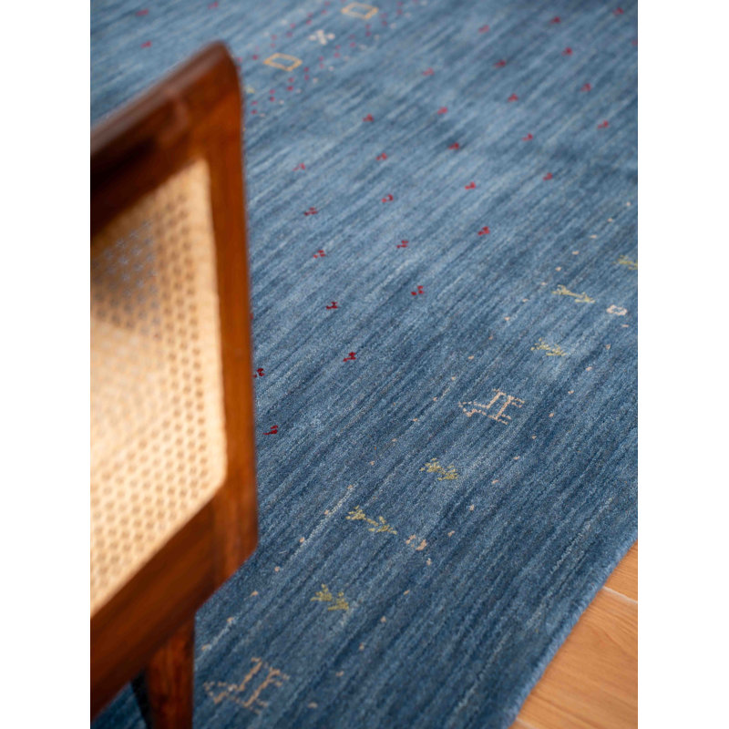 St Catherine Hand Knotted Loom Wool Eco-Friendly Area Rugs - Rectangle, Blue Color, Contemporary Modern Design, High Pile Thick Handmade Anti Skid Area Rugs for Living Room, Bed Room