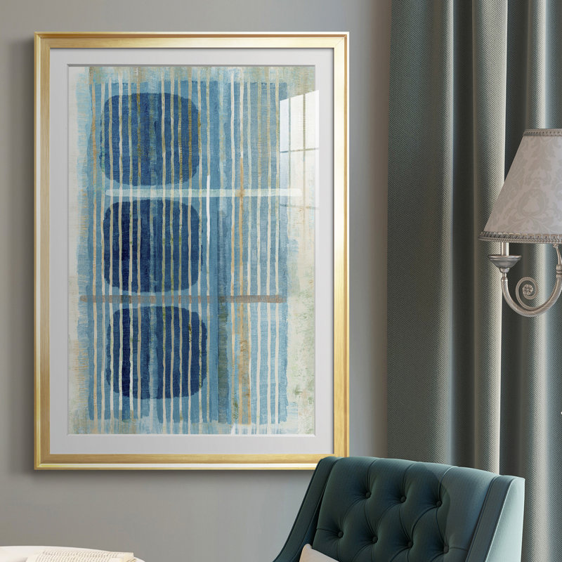 Bleu bleu horizon II - reproduction de cadre photo, H 24,5 po x l 18,5 po x P 1 po, Doré
