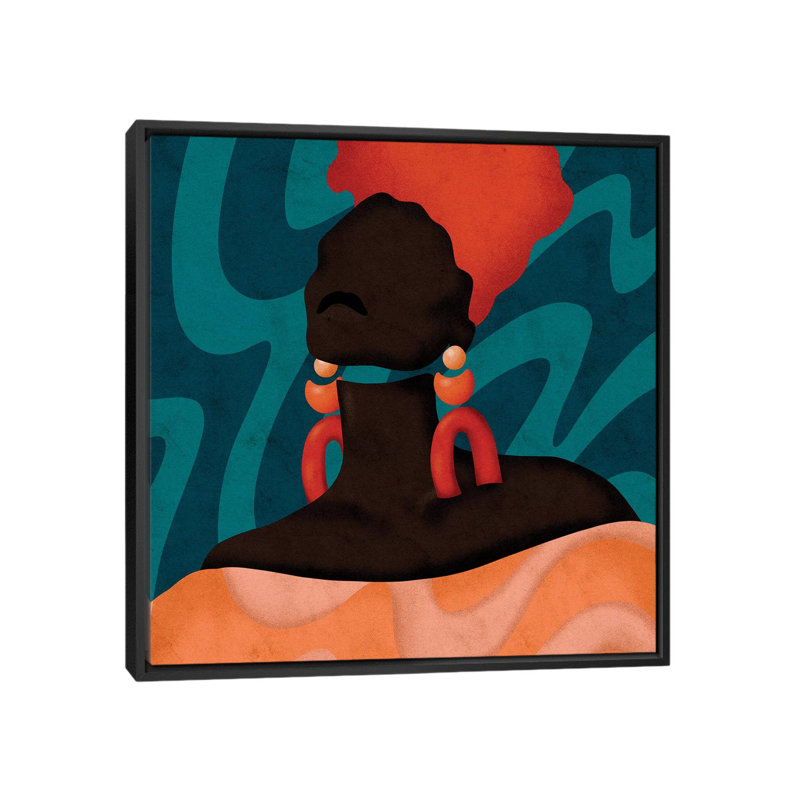 «Sonya» par Reyna Noriega - impression, H 37 po x l 37 po x P 1,5 po, Pas de tapis, Toile avec cadre noir