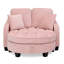 Canapé deux places avec méridienne, accoudoirs et dossiers asymétriques, repose-pieds avec rangement, livré avec deux petits coussins décoratifs, idéal pour le salon et la chambre - Rose-445697431