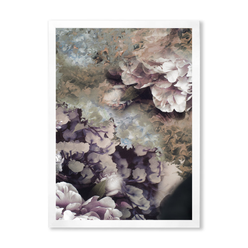 «Grunge Silk Nature Flower II», reproduction d'art sur toile, Cadre photo blanc, H 12 po x l 8 po x P 1 po