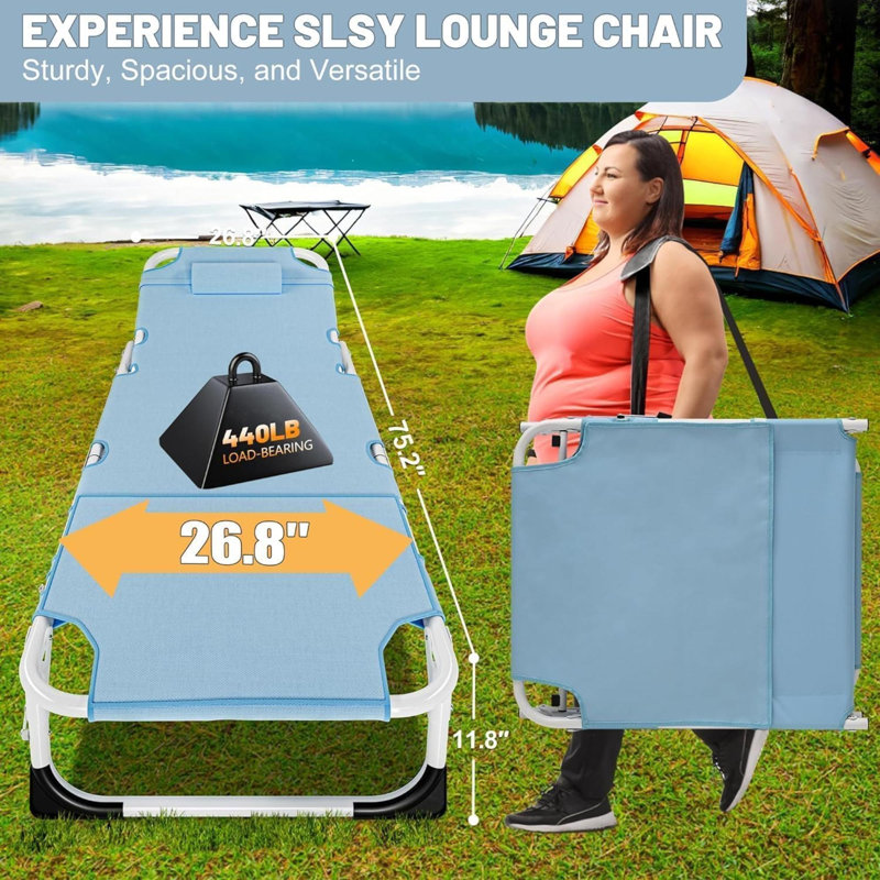 Orionna Steel Outdoor Lounge Chair, Blue Horizon, Blue