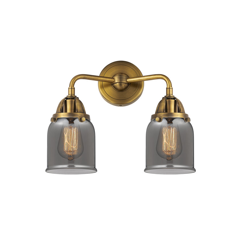 Éclairage pour meuble-lavabo à 2 lumières 5 "et 13" Shauna, Incandescente, Plaqué couleur fumée, Laiton brossé