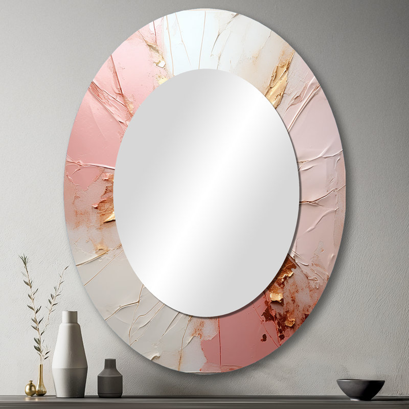 Décoration miroir or et rose fusion dorée et rose, 43 po x 33 po