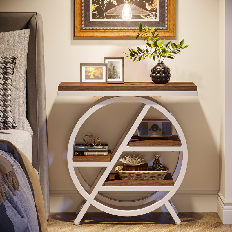 End Table, Brown, White/Brown