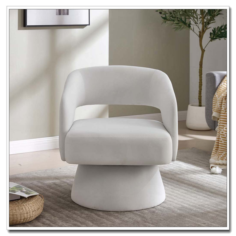 Fauteuil demi-tonneau pivotant à 360 degrés, Beige