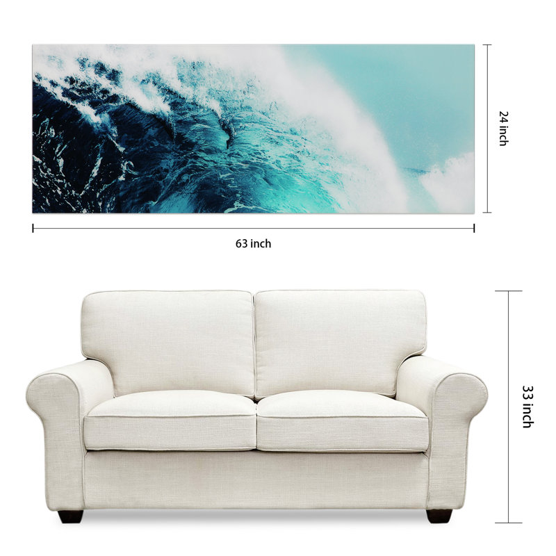'Blue Wave 1' Graphic Art Print on Glass