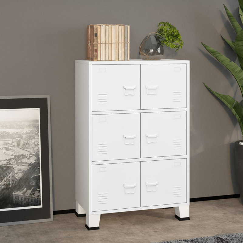 Chirata vidaXL Storage Chest, Metal Storage Cabinet, Metal Handle, White