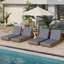 Ensemble de chaise longue en bois d'acacia massif avec coussin de salon-2036155575