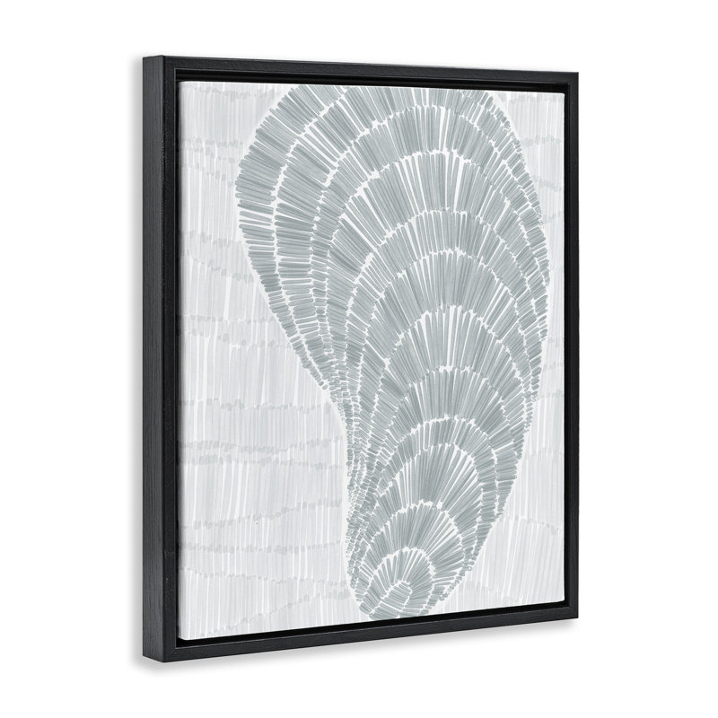 Sketched Oyster Shell Floater Canvas Wall Art by Jetty Home, LLC, Jet Black Floater Frame, 21" H x 17" W