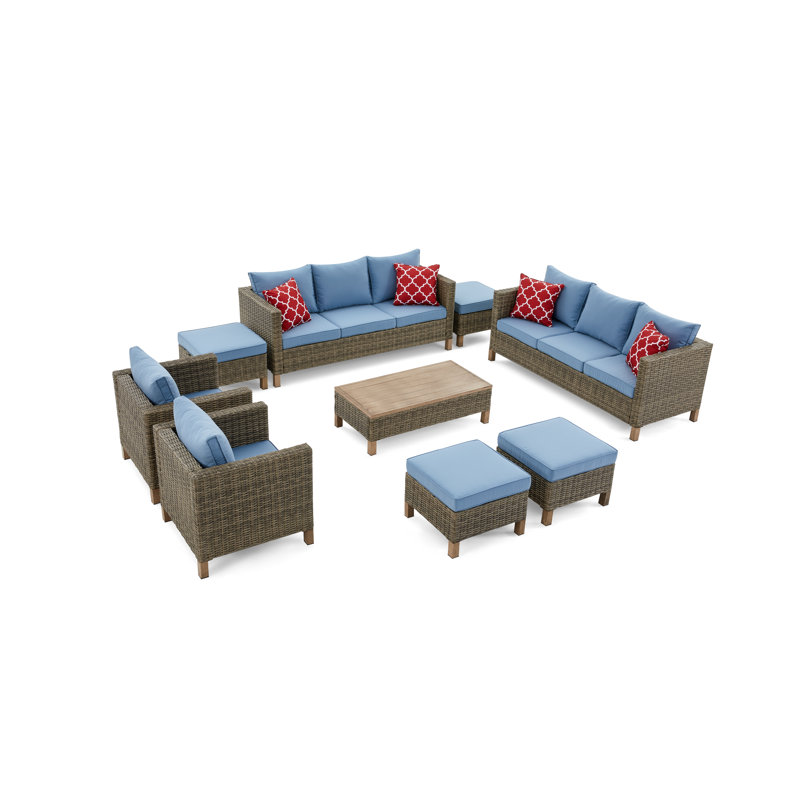 Duponta 12 - Person Patio Conversation Set with Cushions, Blue