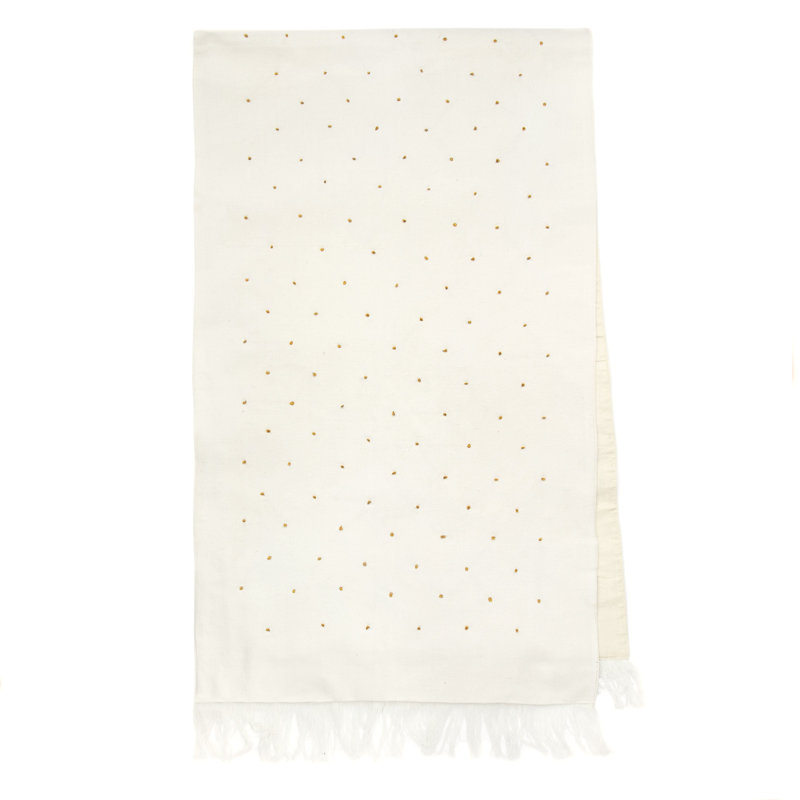 Embroidered Table Runner Yellow Dots