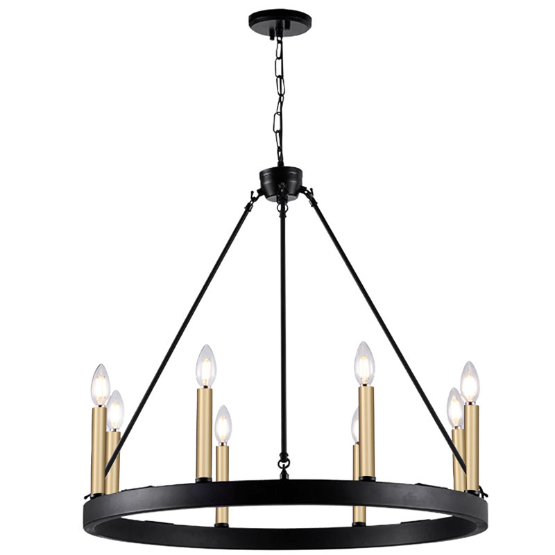 Clift 8-Light Candle-Style Wagon Wheel Chandelier