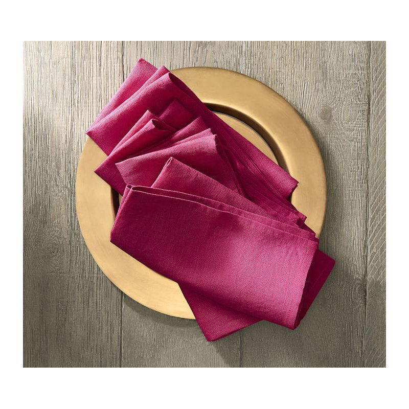 Linen Square Napkins, Fucsia
