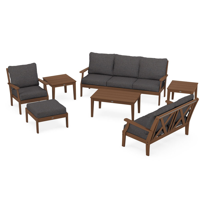 Braxton 7-Piece Deep Seating Set, Ash Charcoal, Teak