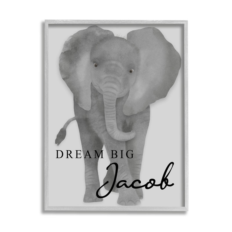 «Dream Big Elephant cmw-021», art mural personnalisé, Oui, Estampe numérique Farmhouse, H 20 po x l 16 po