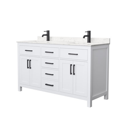 Beckett 60" Freestanding Double Bathroom Vanity with Cultured Marble Top