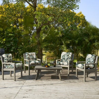  Ensemble de coussins de chaise d'extérieur de 4,40 po x 20 po x 4 po, coussin de siège d'extérieur épais en osier à dossier bas avec attaches pour meubles de patio, floral