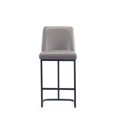 Serena Modern Vegan Leather Upholstered Metal Counter Stool in Taupe