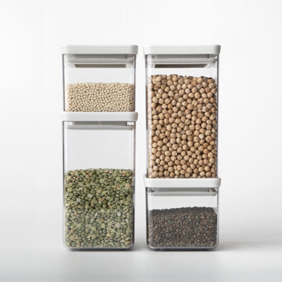 Brabantia Set of 4 Tasty+ Stackable Square Canisters - 2 x 0.7 Quart (0.7L) & 2 x 1.7 Quart