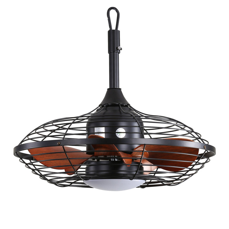 20 Inch Downrod Mount Ceiling Fan Led 18W 3Cct 5 Abs Blades Dc Motor With Hanging And Hook For Outside Patios Pergola