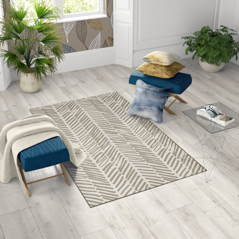 Tapis beige touffeté Aiyla, Rectangle de 2,5 pi x 6,5 pi