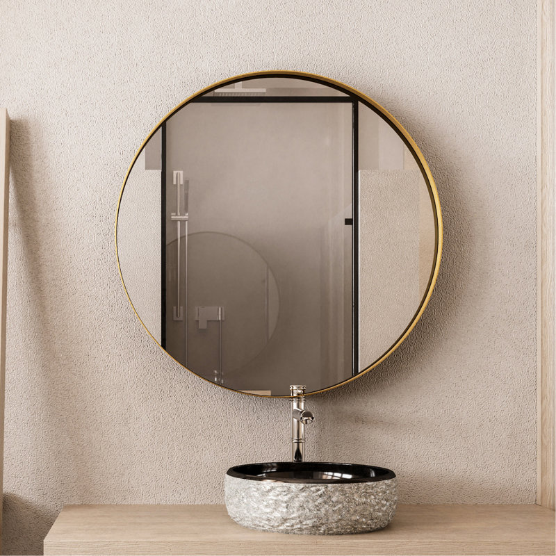 Armoire à pharmacie ronde avec cadre en métal mat 31,5 pouces avec miroir et tablettes réglables, finition de haute qualité, look intérieur moderne pour salle de bain, tablettes