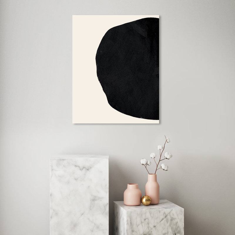 Modern Black Circle On White Background Print by Oliver Gal, 30" H x 24" W, Wrapped Canvas