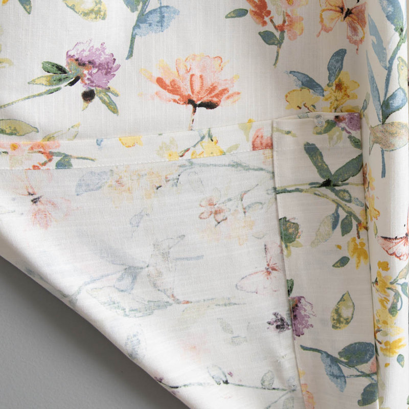 Karyana 100% Cotton Light Filtering Floral Curtain Panel with Rod Pocket Top, 50" W x 84" L