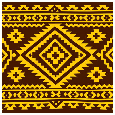 Édredon jaune et brun à motif géométrique
