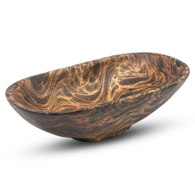 Bol de cuisine polyvalent en bois de manguier sculpté à la main teint foncé