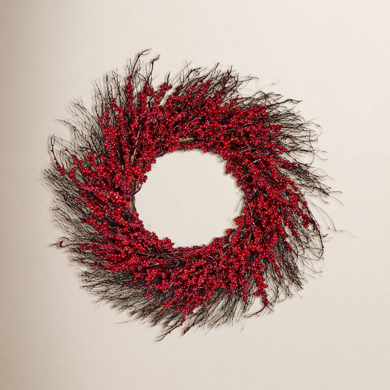 22" Berry Wreath on Twig Base