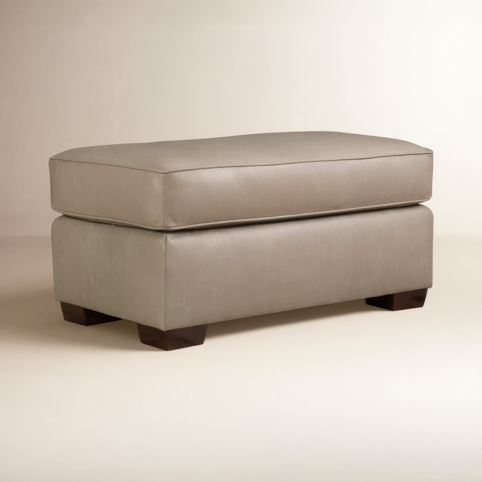 Mishal 34" Ottoman, Nantucket Stone Genuine Leather