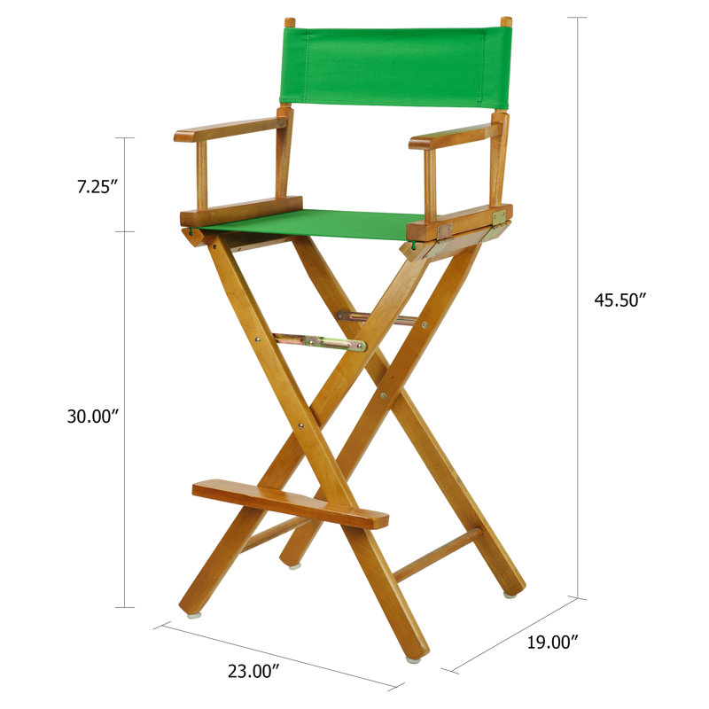 30" Folding Director Chair with Canvas, Green, Honey Oak