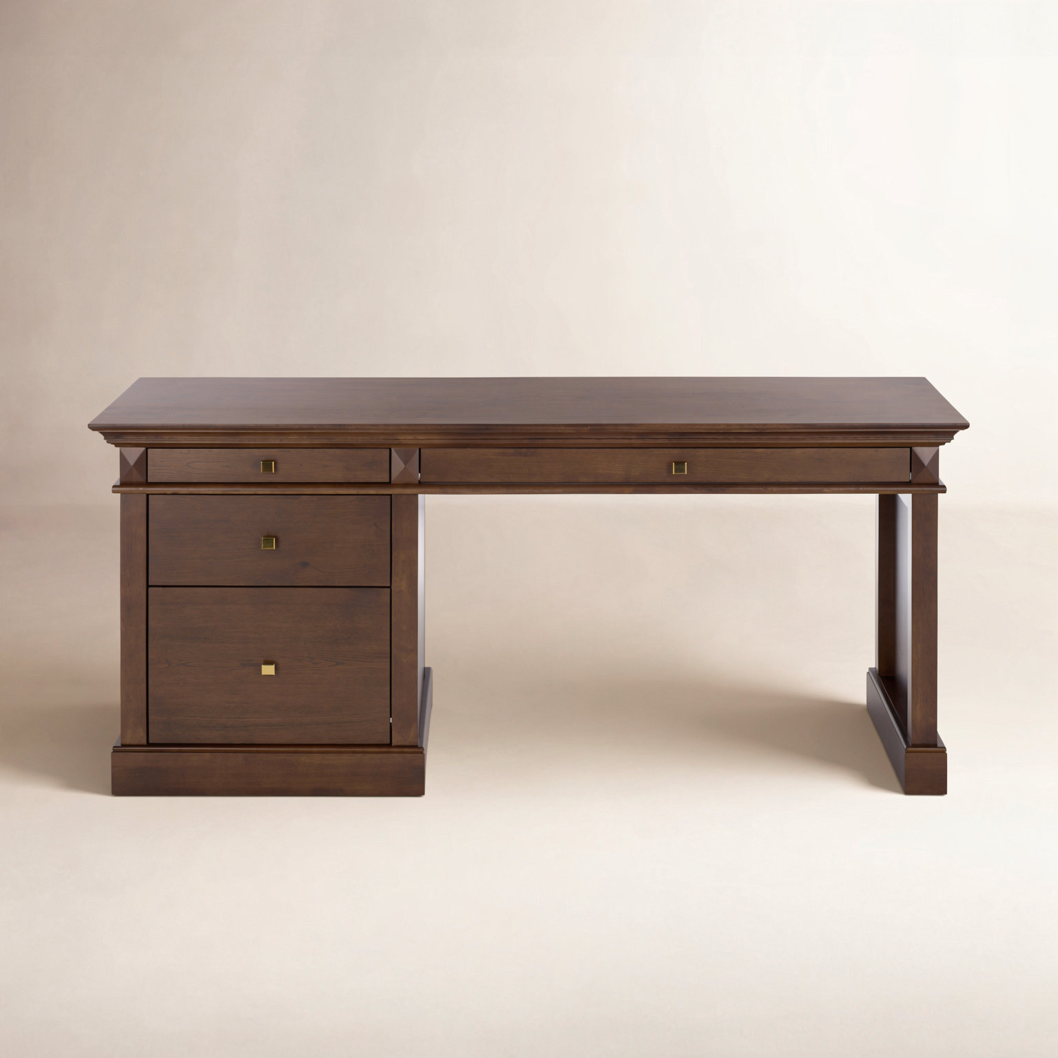 Shorecrest 58" Executive Desk, Natural / Black