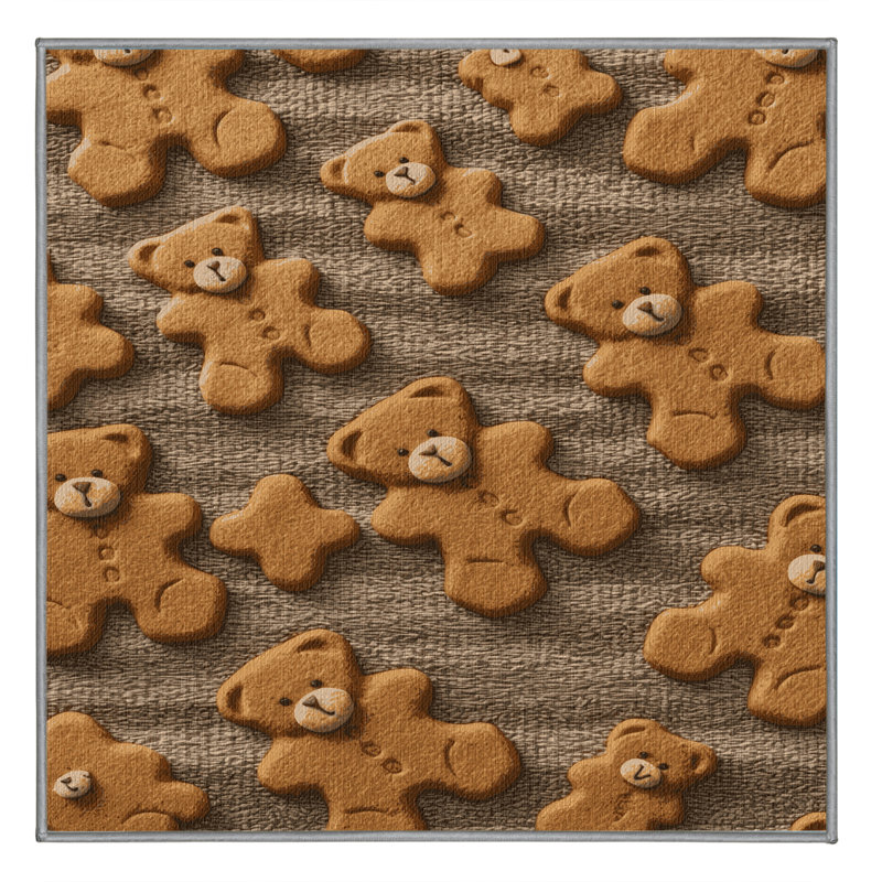 Washable Teddy Grahams Desserts Area Rug, Square 3'