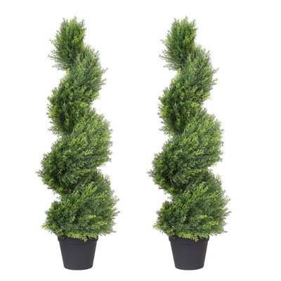 Artificial Potted Spiral Cedar Topiary