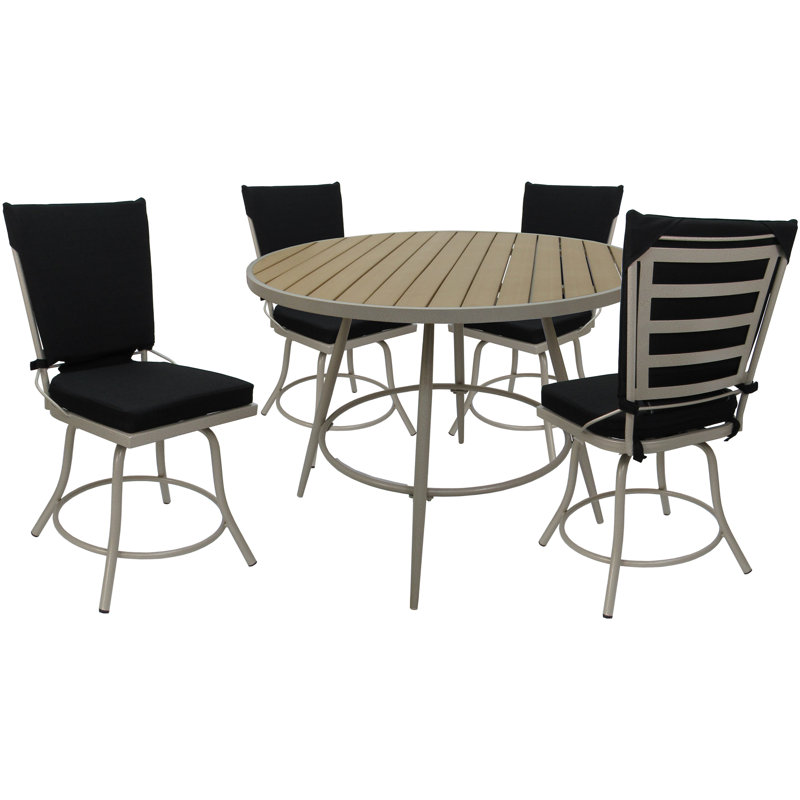 Ensemble repas d'extérieur 42 po Merrile, Structure beige / coussin noir