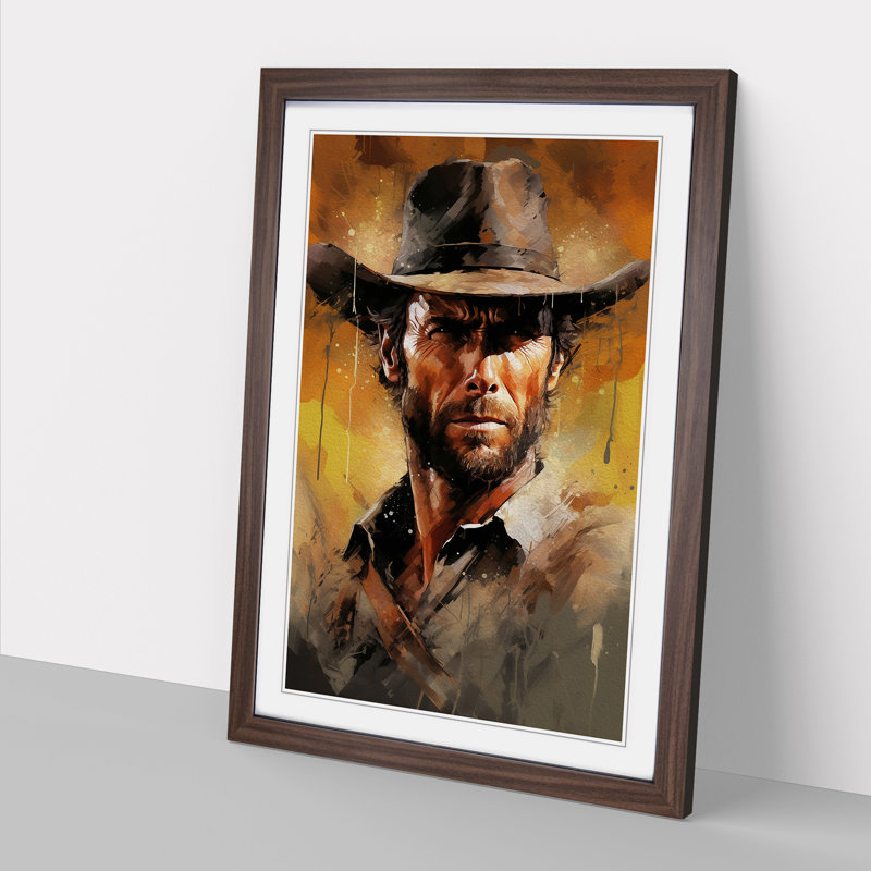 Clint Eastwood Action - Framed Print, 34cm H x 25cm W x 2cm D, Walnut Framed