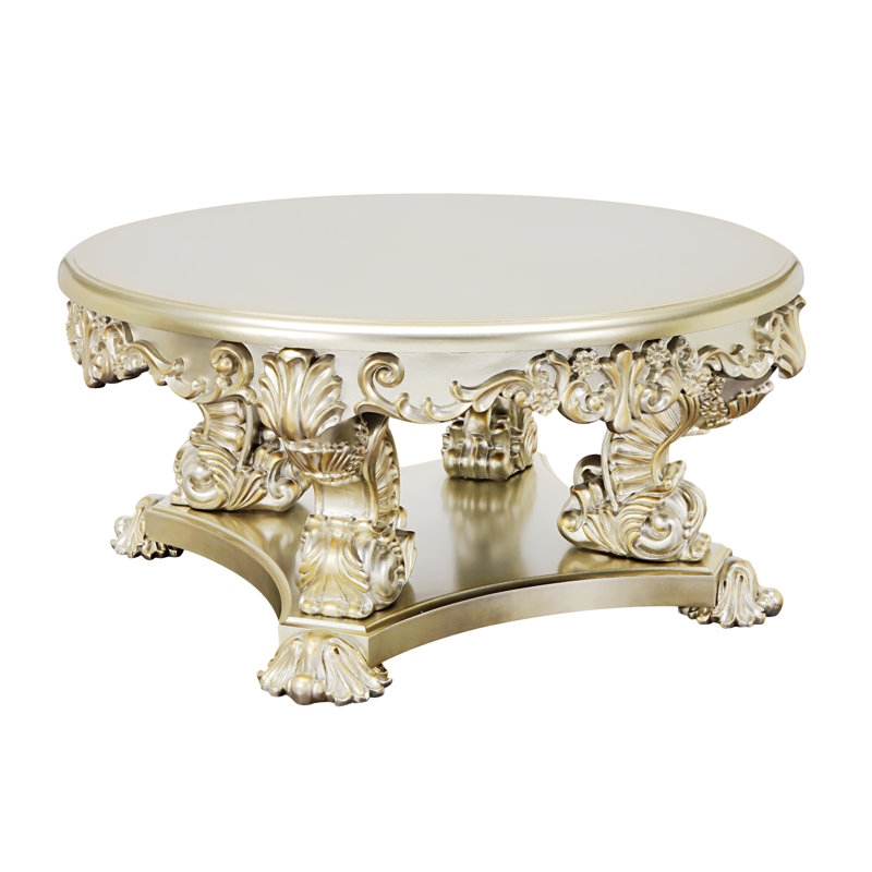 Gorou Round Coffee Table in Antique Gold