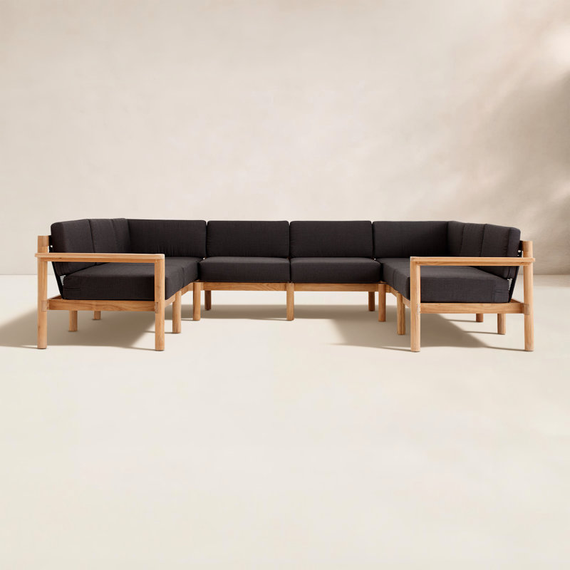 Haven Outdoor - Seat Patio Sectional, Sunbrella Coal, 8
