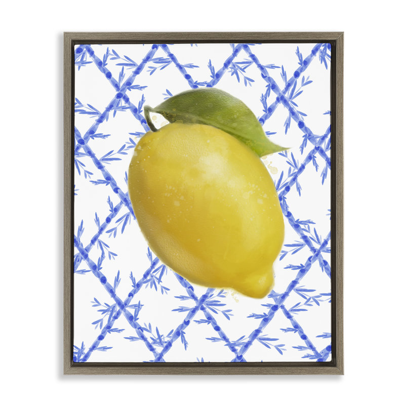 Cadre flottant Lemon Over Bamboo Vines, design par Matthew Piotrowicz, H 21 po x l 17 po, Cadre flottant orme Montalcino