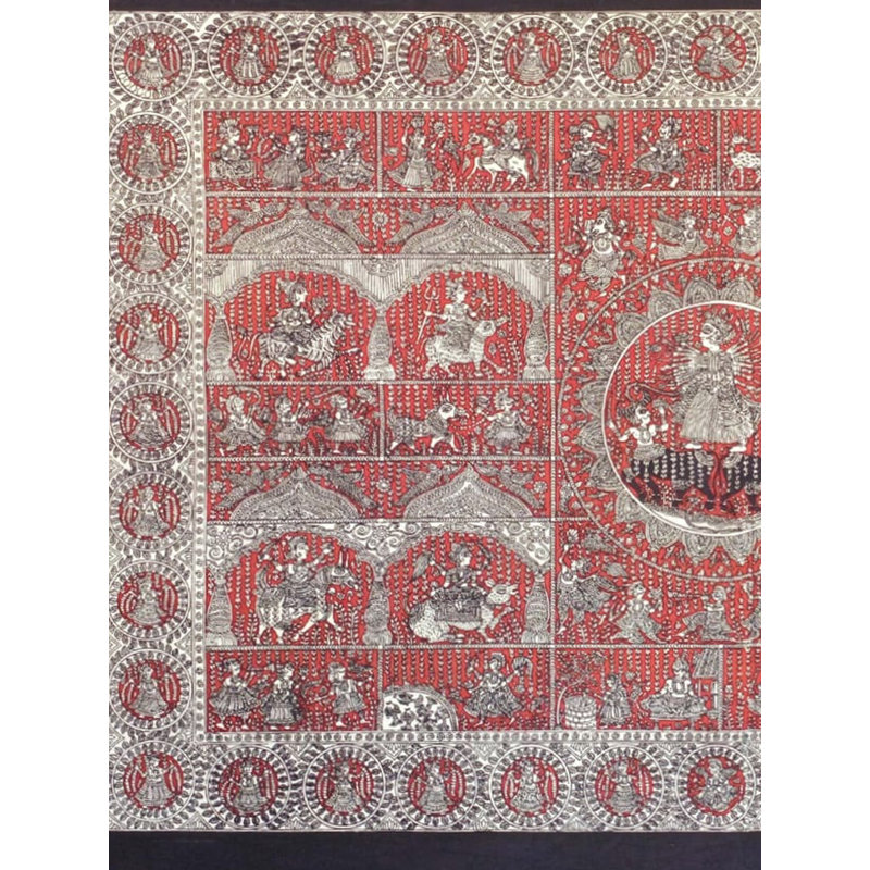 Goddess Vihat With Avatar | Natural Colours On Cloth | By Sohan Chitara