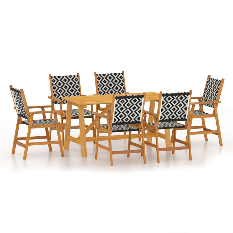 Natur Pur 7 Piece Garden Dining Set Solid Acacia, Brown