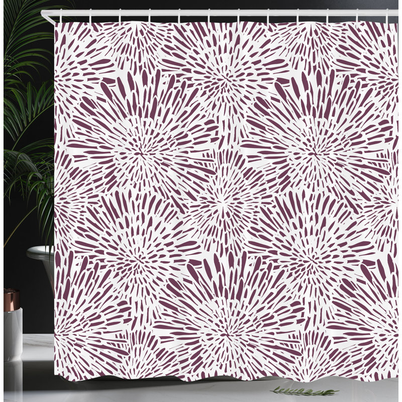 Ensemble de rideau de douche + crochets, Aubergine pâle, H 70 po x l 69 po