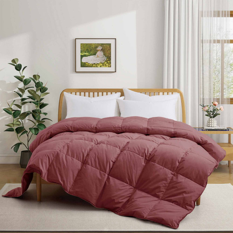 Insert de couette toutes saisons en plumes d'oie de coton biologique Puredown, Édredon très grand, Rouge