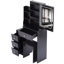 Petit meuble-lavabo de 29,2 po avec tiroir à gauche + tabouret rembourré, 2 blocs d'alimentation CA + 2 ports USB, support pour séchoir à cheveux, très grand miroir à DEL coulissant à contrôle tactile, changement de luminosité tricolore, réglage de la luminosité