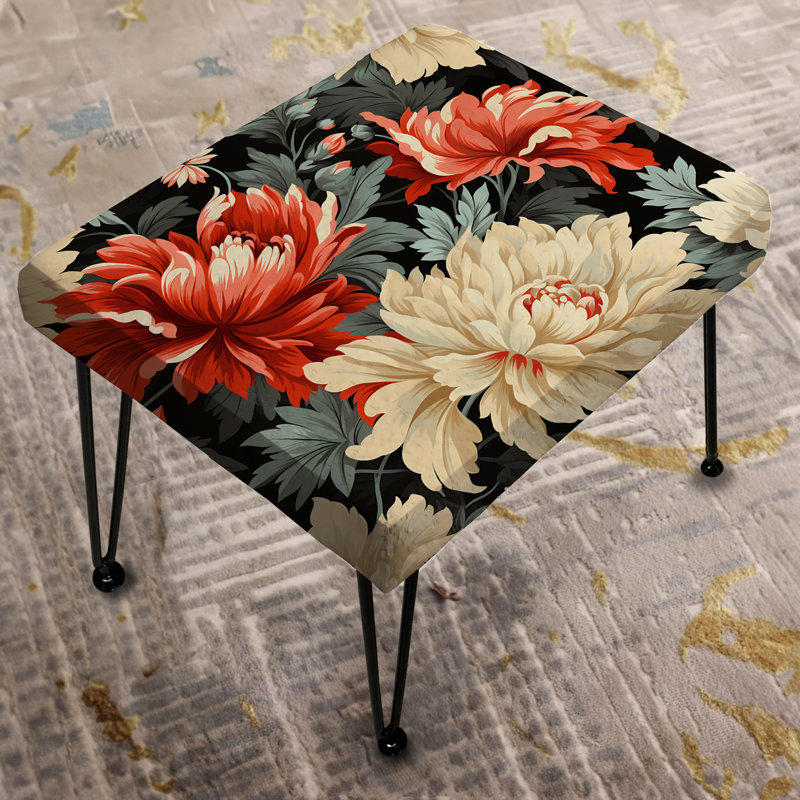 Luxurious Red And Beige Flowers Damask - Damask Rectangle Ottoman