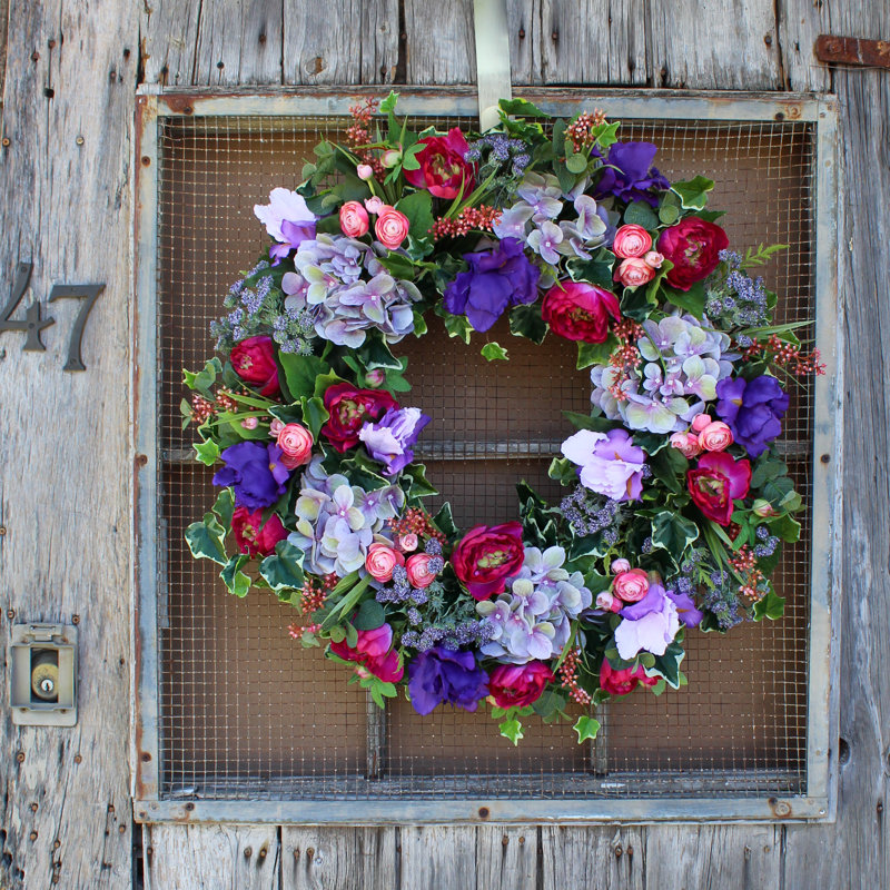 Couronne en soie fleur, H 30 po x l 30 po x P 6 po