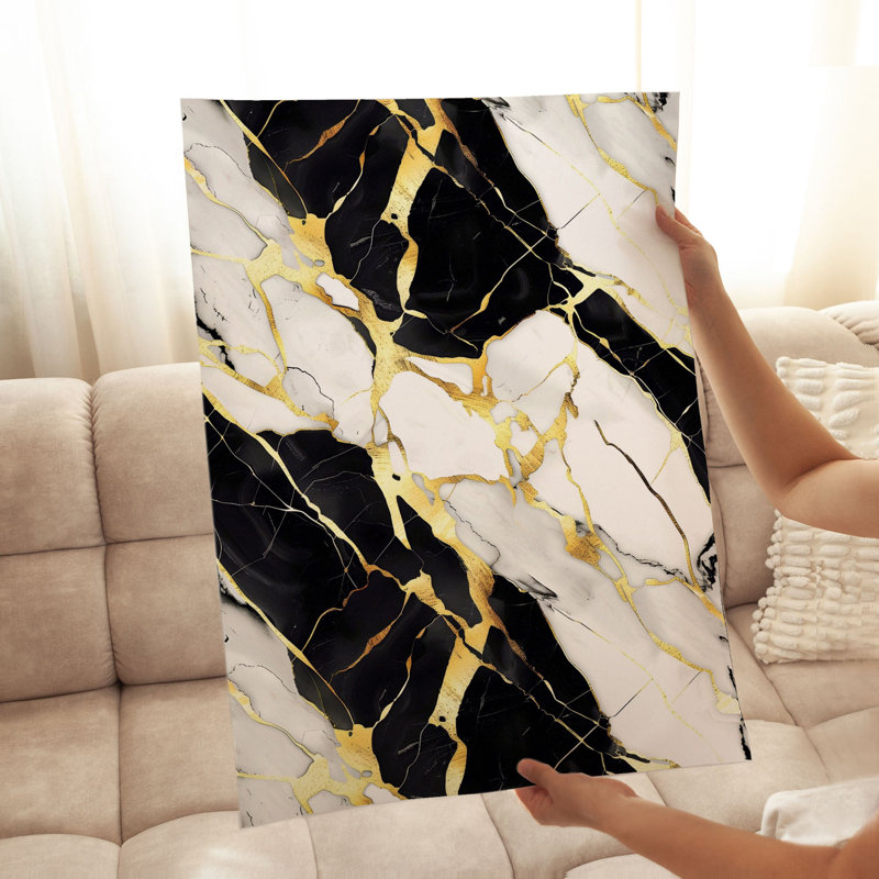 «Abstract Geode Black», reproduction d'art moderne sans cadre, H 30 po x l 20 po
